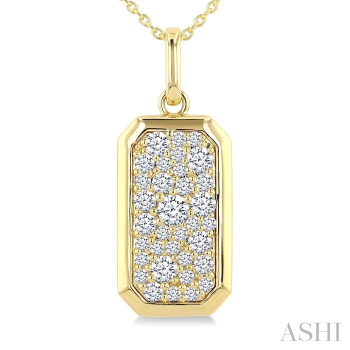 Emerald Shape Pave Diamond Fashion Pendant
