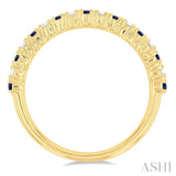 1.80 MM Round Shape Sapphire and 1/4 ctw  Round Cut Diamond Precious Stack Band in 10K Yellow Gold