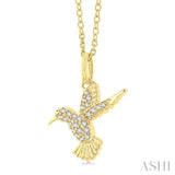 1/6 ctw Petite Hummingbird Round Cut Diamond Fashion Pendant With Chain in 10K Yellow Gold