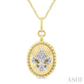 Oval Fleur De Lis Fluted Diamond Fashion Pendant