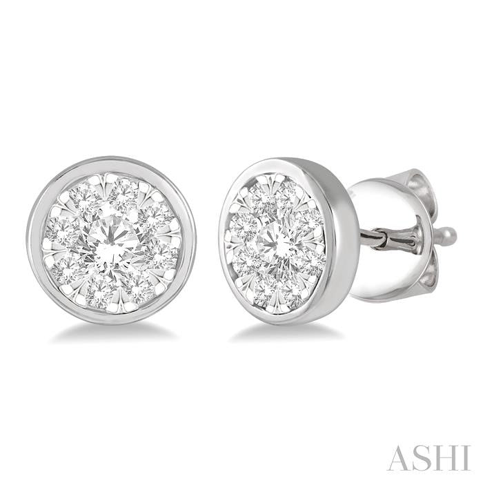 Round Shape Bezel Set Lovebright Essential Diamond Stud Earrings