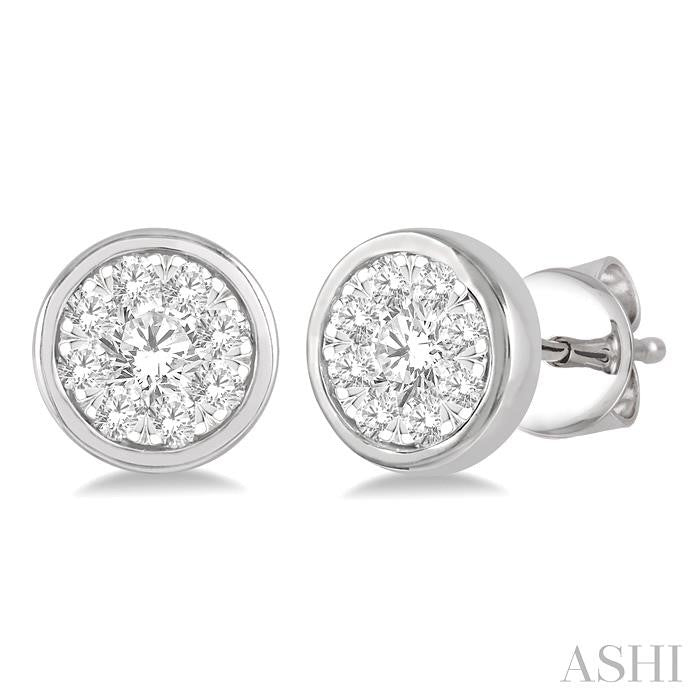 Round Shape Bezel Set Lovebright Essential Diamond Stud Earrings