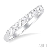 1/3 ctw Zig Zag Scatter Baguette and Round Cut Diamond Fashion Ring in 14K White Gold