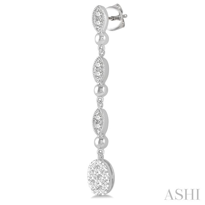 Oval Shape Lovebright Diamond Long Earrings