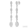 Oval Shape Lovebright Diamond Long Earrings