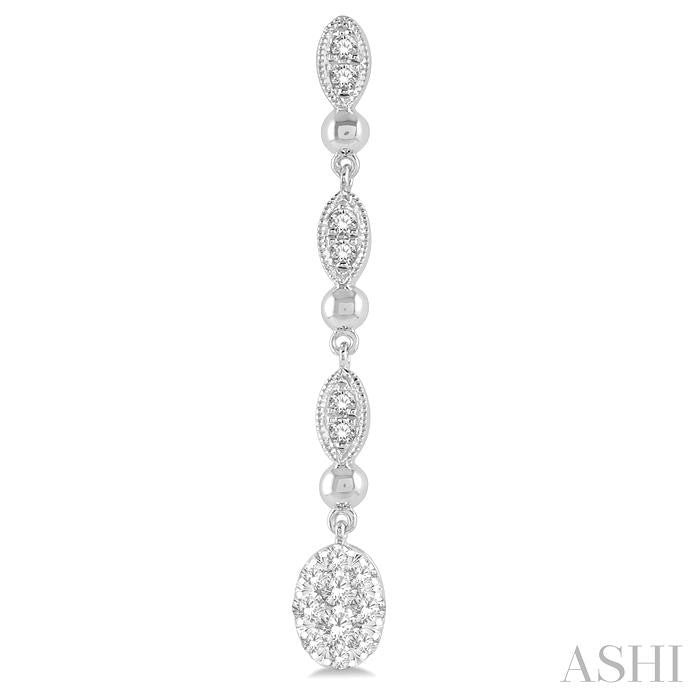 Oval Shape Lovebright Diamond Long Earrings