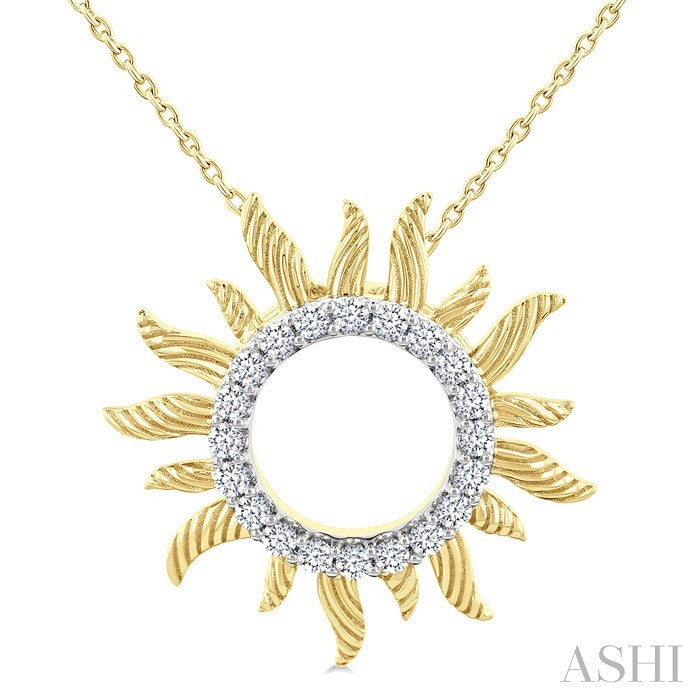 Sunburst Fluted Diamond Fashion Pendant