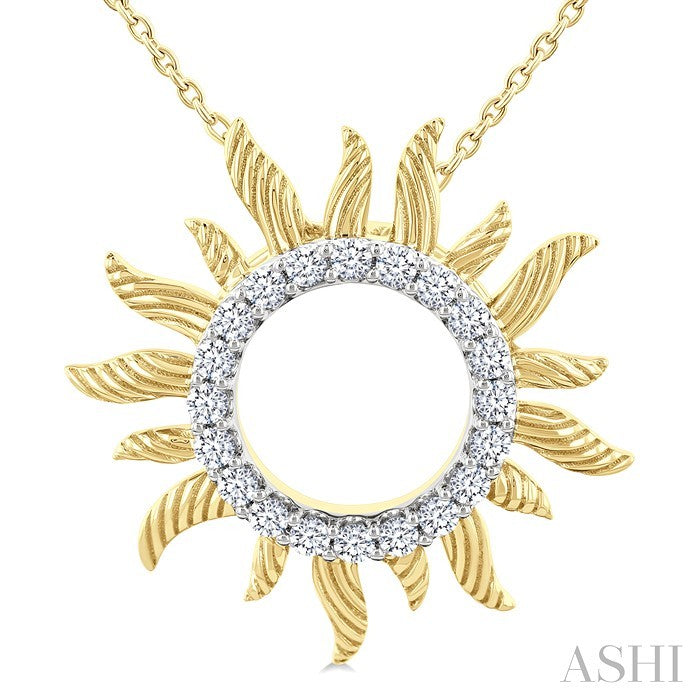 Sunburst Fluted Diamond Fashion Pendant