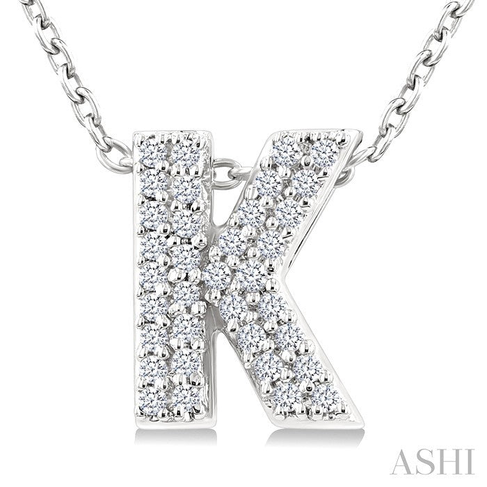 Bubble 'K' Initial Diamond Pendant