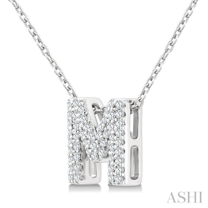Bubble 'M' Initial Diamond Pendant