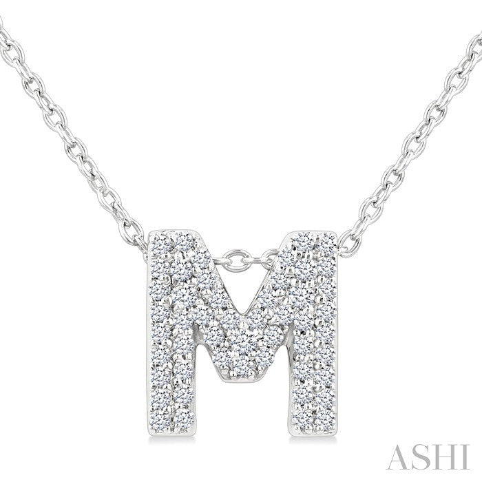 Bubble 'M' Initial Diamond Pendant