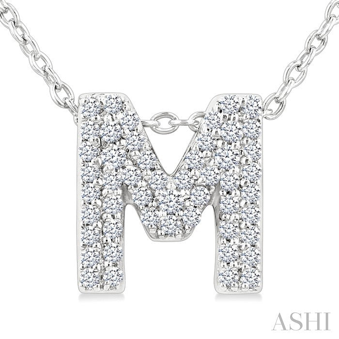 Bubble 'M' Initial Diamond Pendant