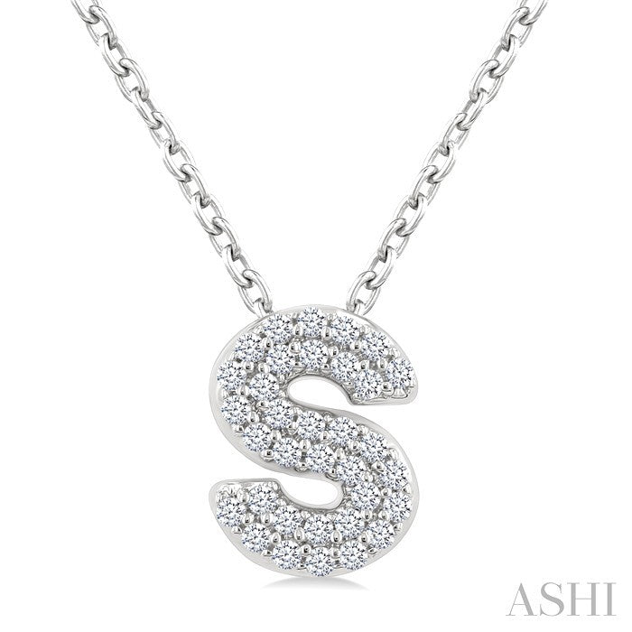 Bubble 'S' Initial Diamond Pendant