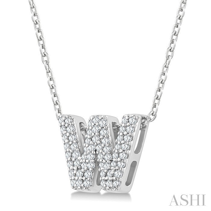 Bubble 'W' Initial Diamond Pendant