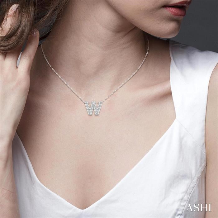 Bubble 'W' Initial Diamond Pendant