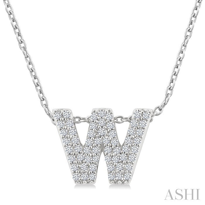 Bubble 'W' Initial Diamond Pendant