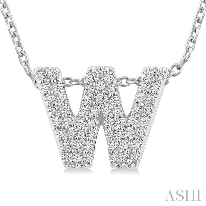 Bubble 'W' Initial Diamond Pendant