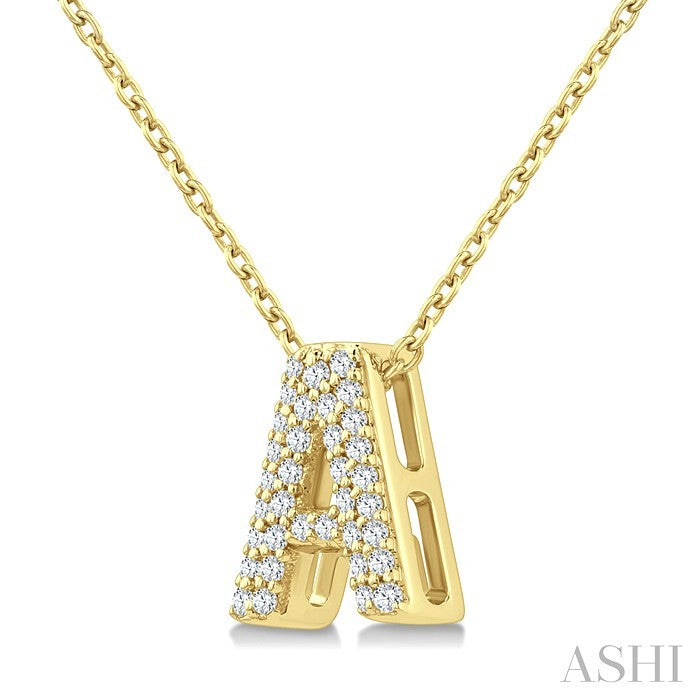 Bubble 'A' Initial Diamond Pendant