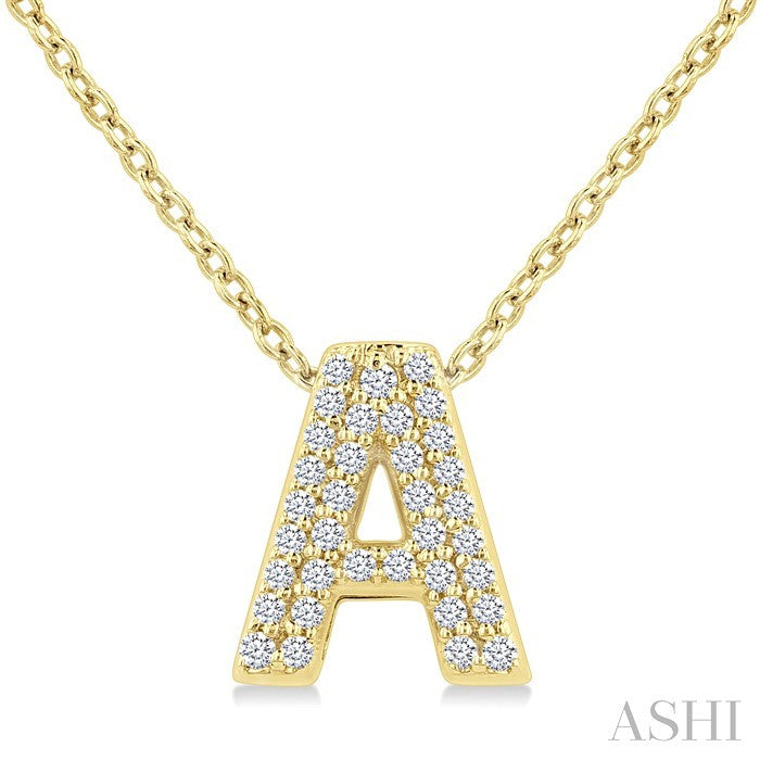 Bubble 'A' Initial Diamond Pendant