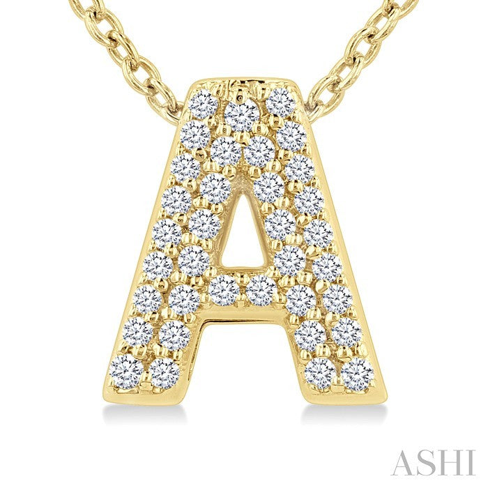 Bubble 'A' Initial Diamond Pendant