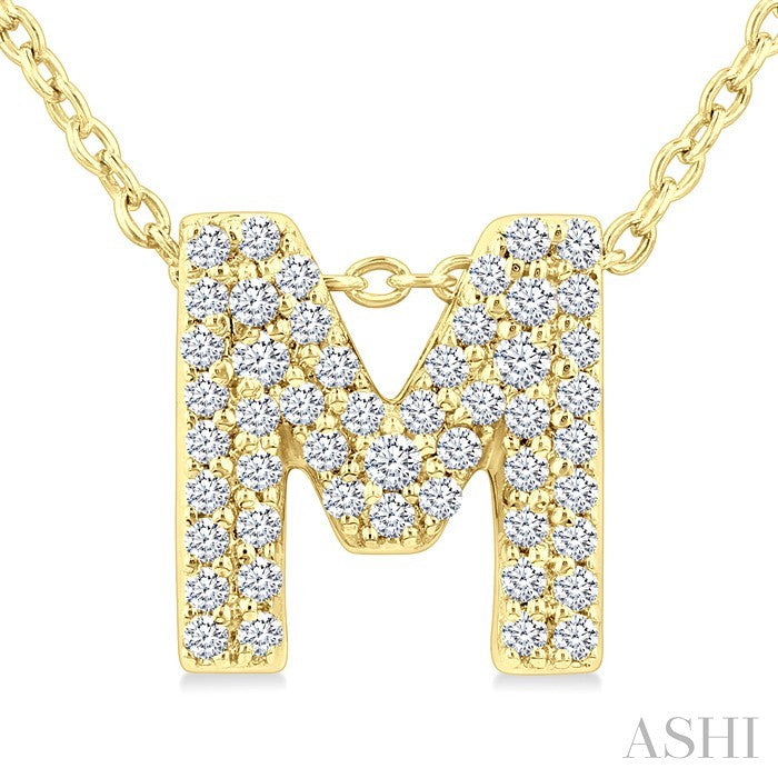 Bubble 'M' Initial Diamond Pendant