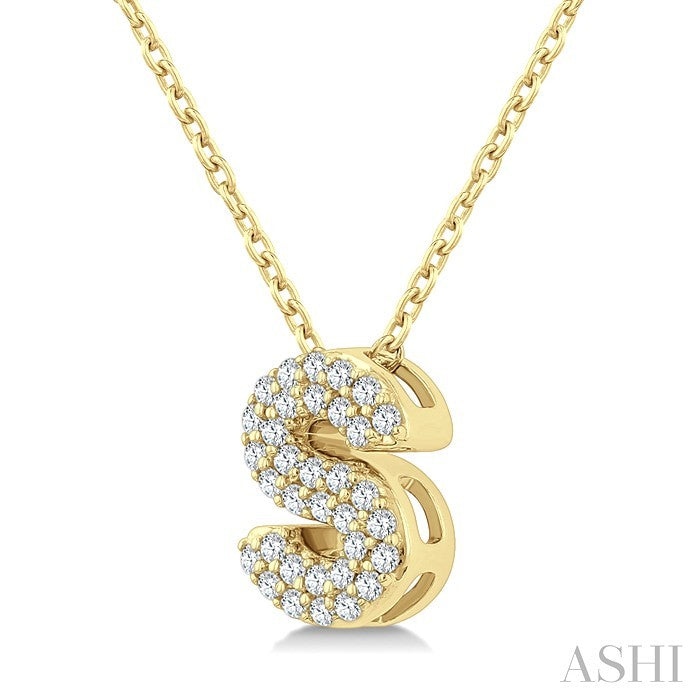 Bubble 'S' Initial Diamond Pendant