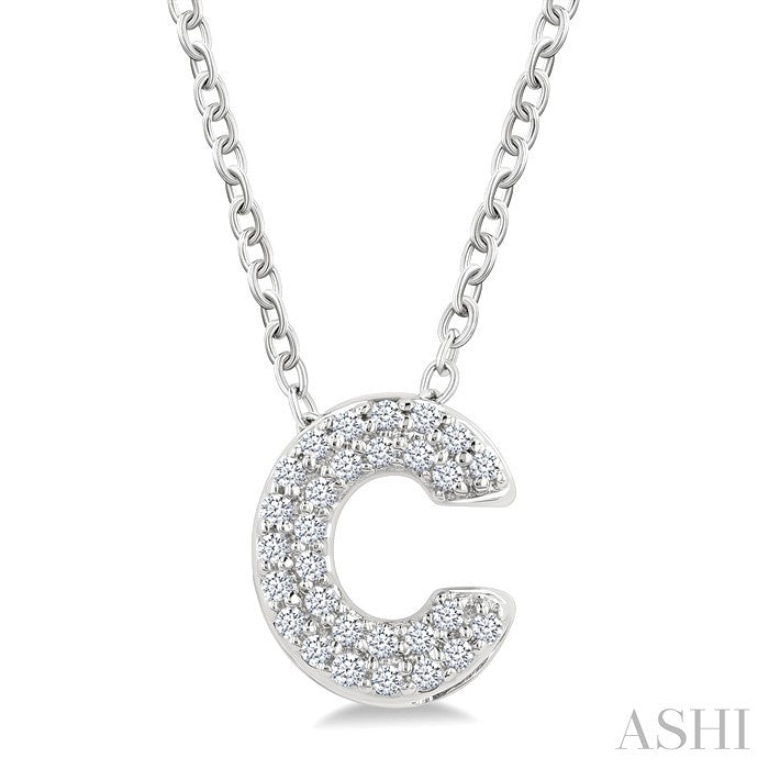 Bubble 'C' Initial Diamond Pendant