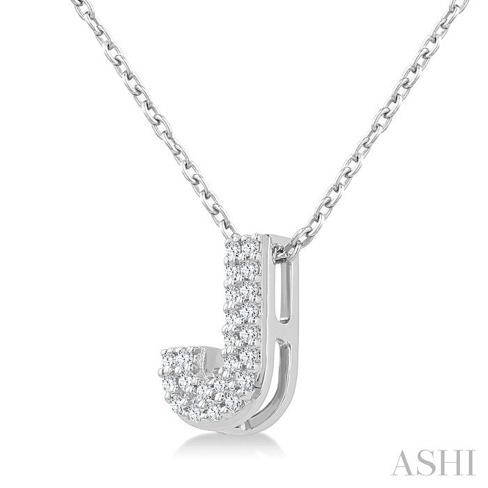Bubble 'J' Initial Diamond Pendant