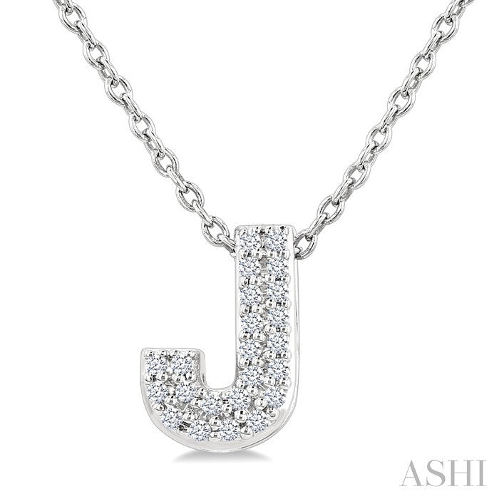 Bubble 'J' Initial Diamond Pendant