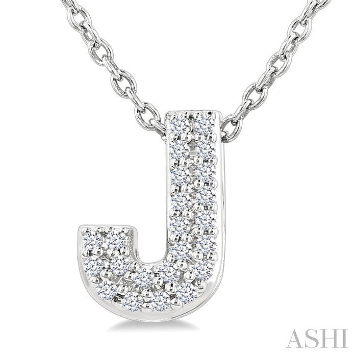 Bubble 'J' Initial Diamond Pendant