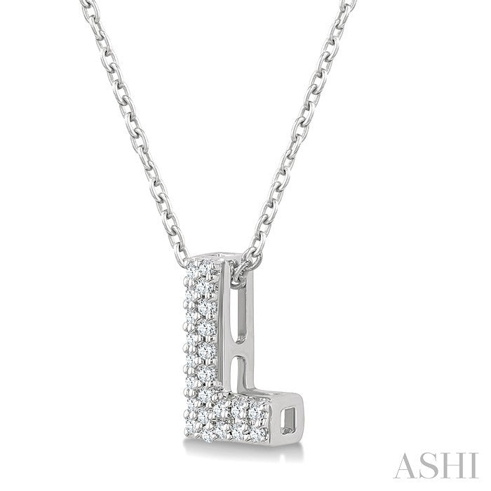 Bubble 'L' Initial Diamond Pendant