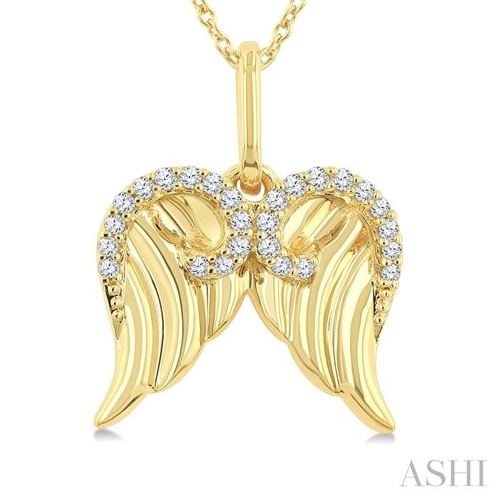 Angel Wings Fluted Diamond Fashion Pendant