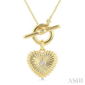 Heart Toggle Fluted Diamond Fashion Necklace
