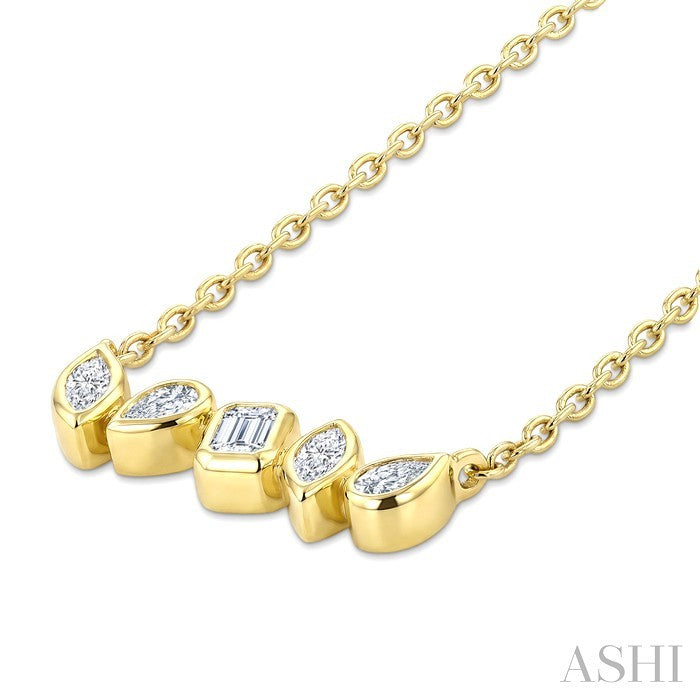 Mixed Shape Diamond Fashion Bar Necklace