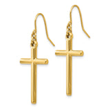 14k Cross Shepherd Hook Dangle Earrings