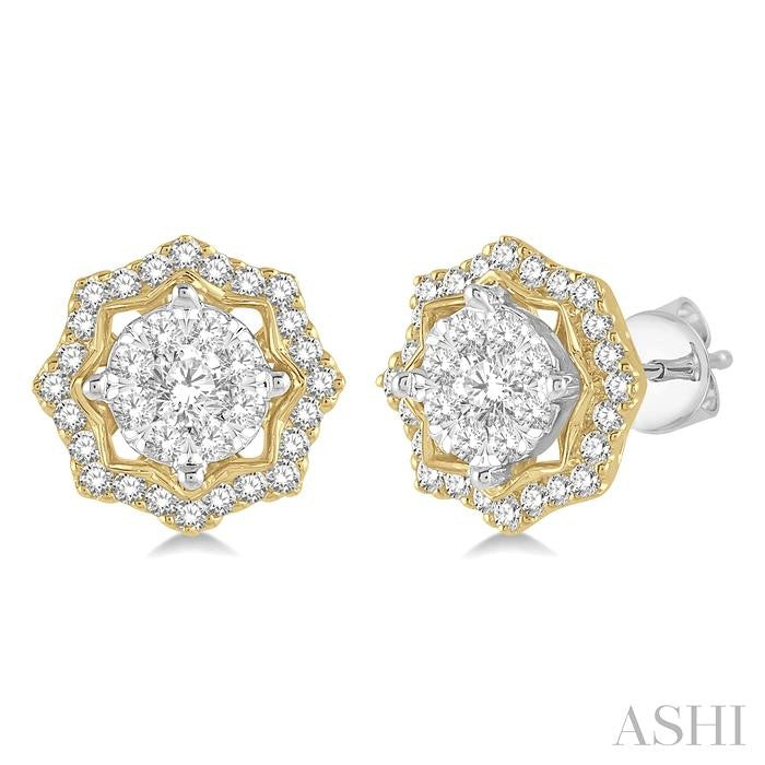 Round Shape Halo Lovebright Diamond Fashion Earrings