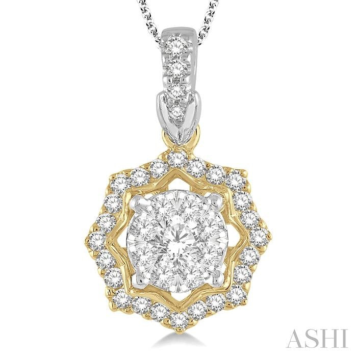 Round Shape Halo Lovebright Diamond Fashion Pendant