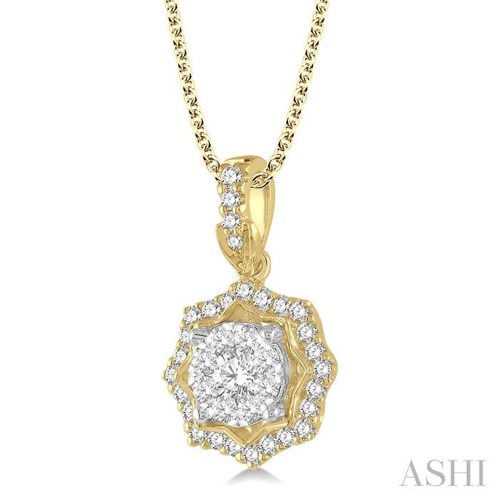 Round Shape Halo Lovebright Diamond Fashion Pendant