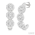 Round Shape Past Present & Future Lovebright Diamond Half Hoop Earrings
