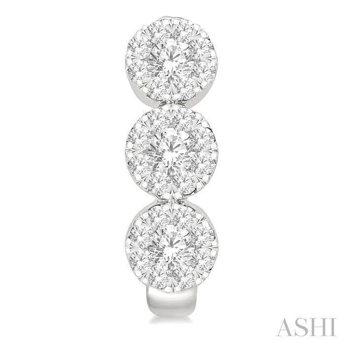 Round Shape Past Present & Future Lovebright Diamond Half Hoop Earrings