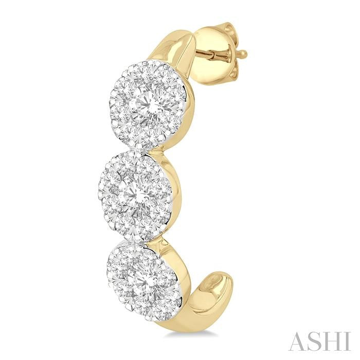 Round Shape Past Present & Future Lovebright Diamond Half Hoop Earrings
