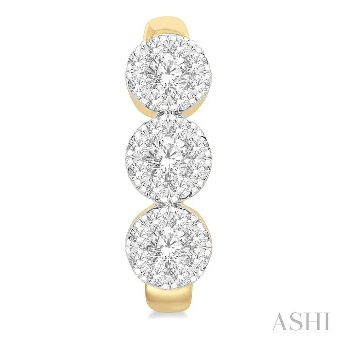 Round Shape Past Present & Future Lovebright Diamond Half Hoop Earrings
