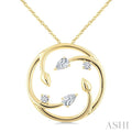 Circle Diamond Leaf Pendant