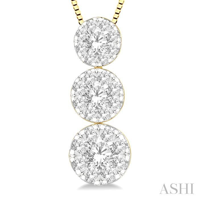 Round Shape Past Present & Future Lovebright Essential Diamond Pendant