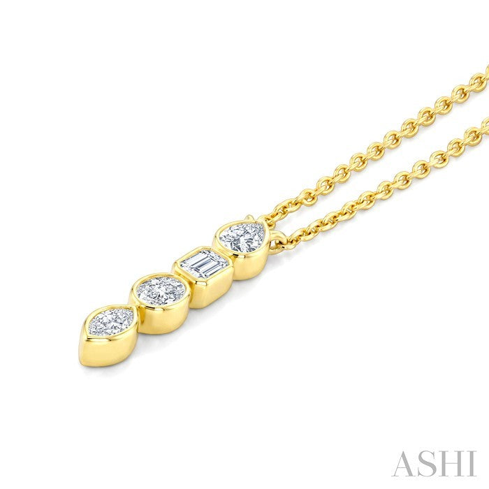 Vertical Bar Mixed Shape Diamond Pendant