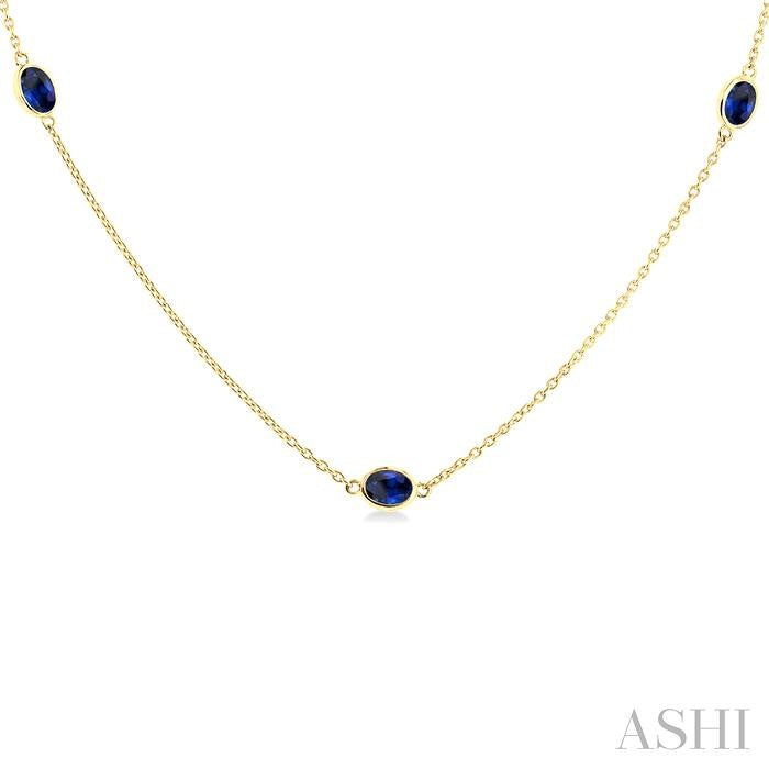 Oval Shape Gemstone Station Necklace