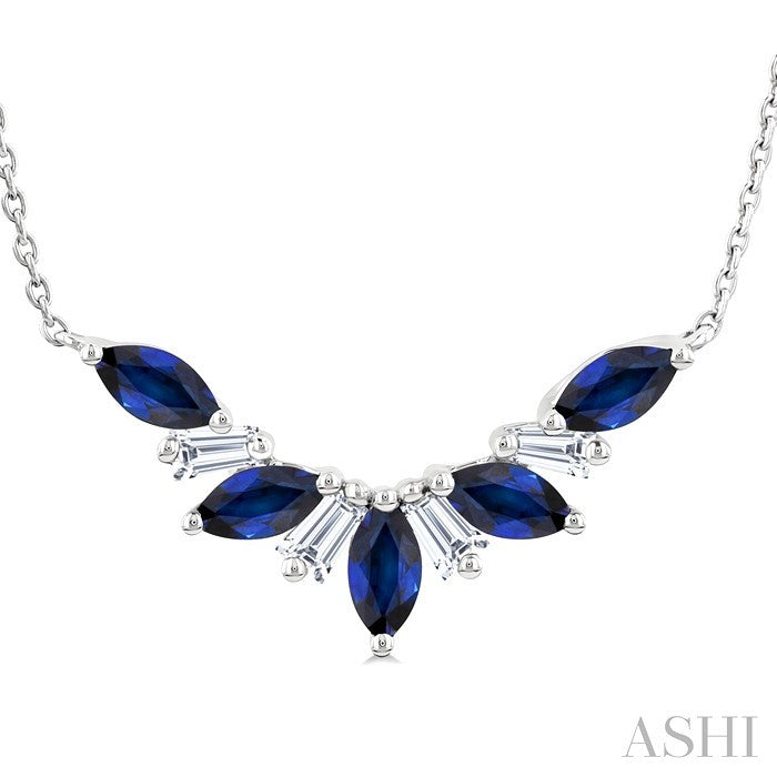 Marquise Shape Gemstone & Diamond Necklace