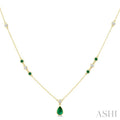 Pear Shape Gemstone & Diamond Drop Necklace