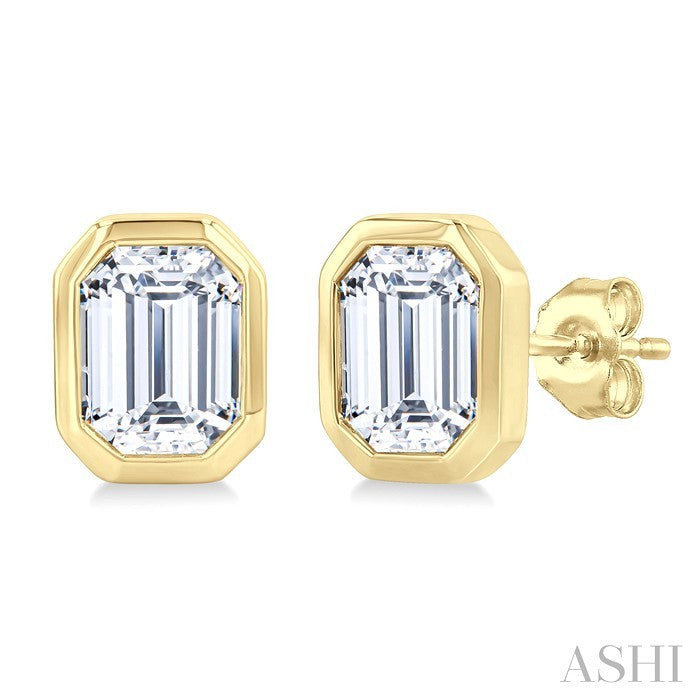 Pie Cut Emerald Diamond Earrings