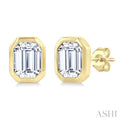 Pie Cut Emerald Diamond Earrings